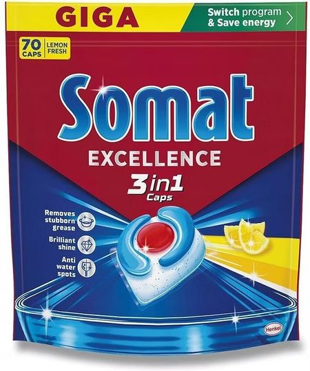 SOMAT EXELLENCE 3IN1 CAPS KAPSUŁKI DO ZMYWARKI 70 SZT.