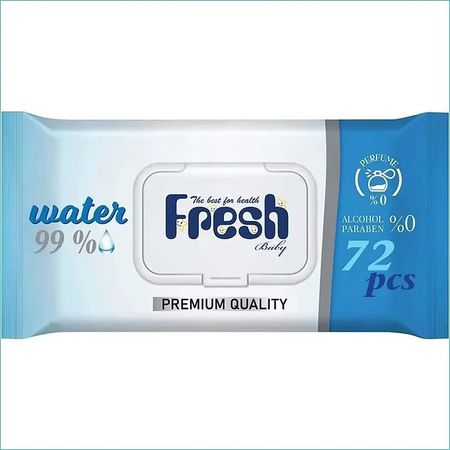 FRESH BABY WATER 99% CHUSTECZKI NAWILŻANE Z KLIPSEM 72 SZT.