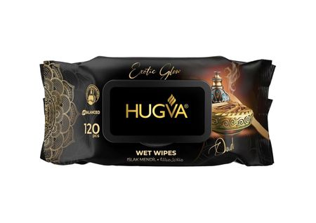 HUGVA LUXURY WET WIPES EXOTIC GLOW LUKSUSOWE CHUSTECZKI DO RĄK 120 SZT.