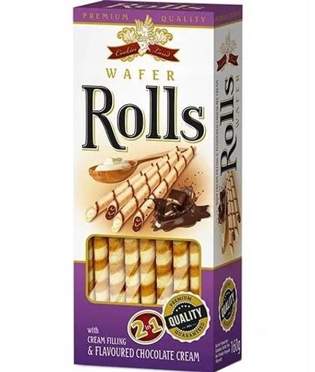 WAFER ROLLS RURKI Z NADZIENIEM CZEKOLADOWYM 160G