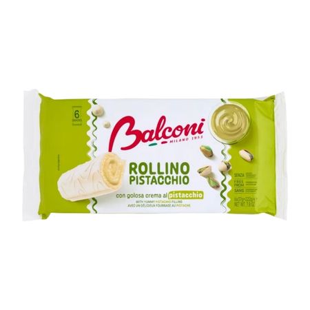 BALCONI ROLLINO PISTACCHIO ROLADKI BISZKOPTOWE Z NADZIENIEM PISTACJOWYM