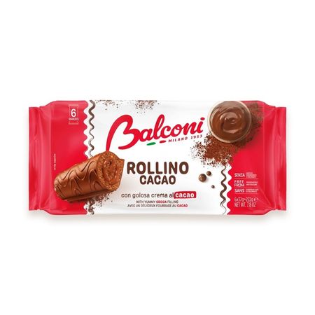 BALCONI ROLLINO CACAO ROLADKI BISZKOPTOWE Z NADZIENIEM KAKAOWYM