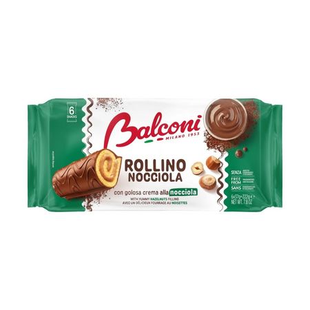 BALCONI ROLLINO NOCCIOLA ROLADKI BISZKOPTOWE Z NADZIENIEM ORZECHOWYM 