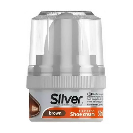 SILVER EXPRESS SHOE CREAM BROWN PASTA DO BUTÓW Z GĄBKĄ BRĄZOWA 50ML
