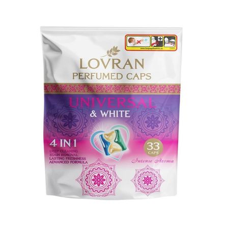LOVRAN UNIVERSAL & WHITE PERFUMED CAPS 4 IN 1 KAPSUŁKI DO PRANIA 33 SZT.