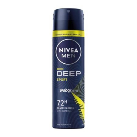NIVEA MEN DEEP SPORT MAXX TECH 72H BLACK CARBON ANTYPERSPIRANT SPRAY MĘSKI 150ML