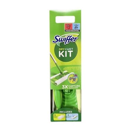 SWIFFER KIT DRY+WET ZESTAW STARTOWY MOP + 9 WKŁADÓW SUCHYCH + 3 WKŁADY MOKRE