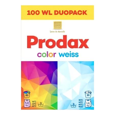 PRODAX COLOR WEISS DUOPACK PROSZEK DO PRANIA Z MYDŁEM MARSYLSKIM 100 PRAŃ 6,5KG
