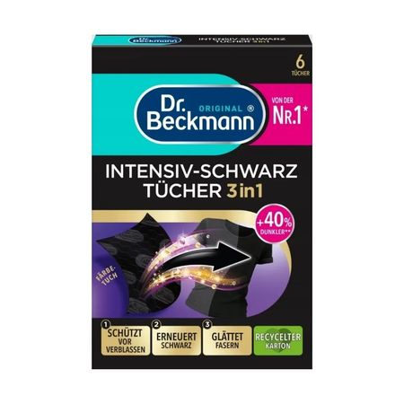DR BECKMANN INTENSIV SCHWARZ TUCHER 3IN1 CHUSTECZKI BARWIĄCE DO CZARNGO 6 SZT.