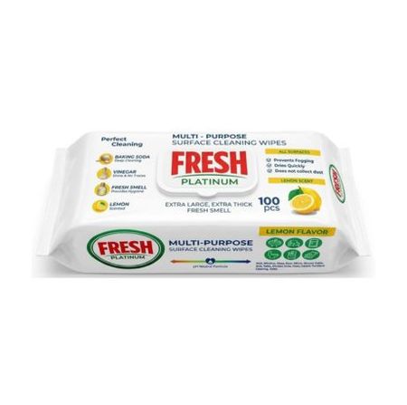 FRESH PLATINUM MULTI-PURPOSE SUPERFACE CLEANING WIPES LEMON SCENT CHUSTECZKI WIELOFUNKCYJNE 100 SZT.