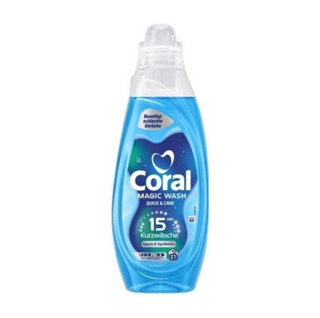 CORAL MAGIC WASH SPORT QUICK & CARE ŻEL DO PRANIA ODZIEŻY SPORTOWEJ W KRÓTKICH CYKLACH 21 PRAŃ