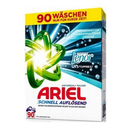 ARIEL UNIVERSAL+ TOUCH OF LENOR PROSZEK DO PRANIA 90 PRAŃ 4,95KG
