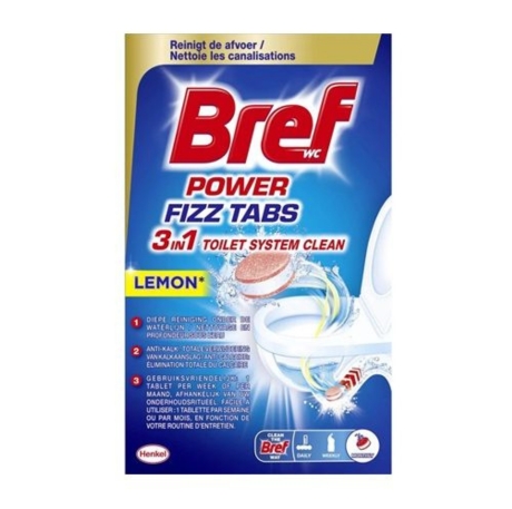 BREF POWER FIZZ TABS 3IN1 LEMON TABLETKI CZYSZCZĄCE DO WC 8 SZT.